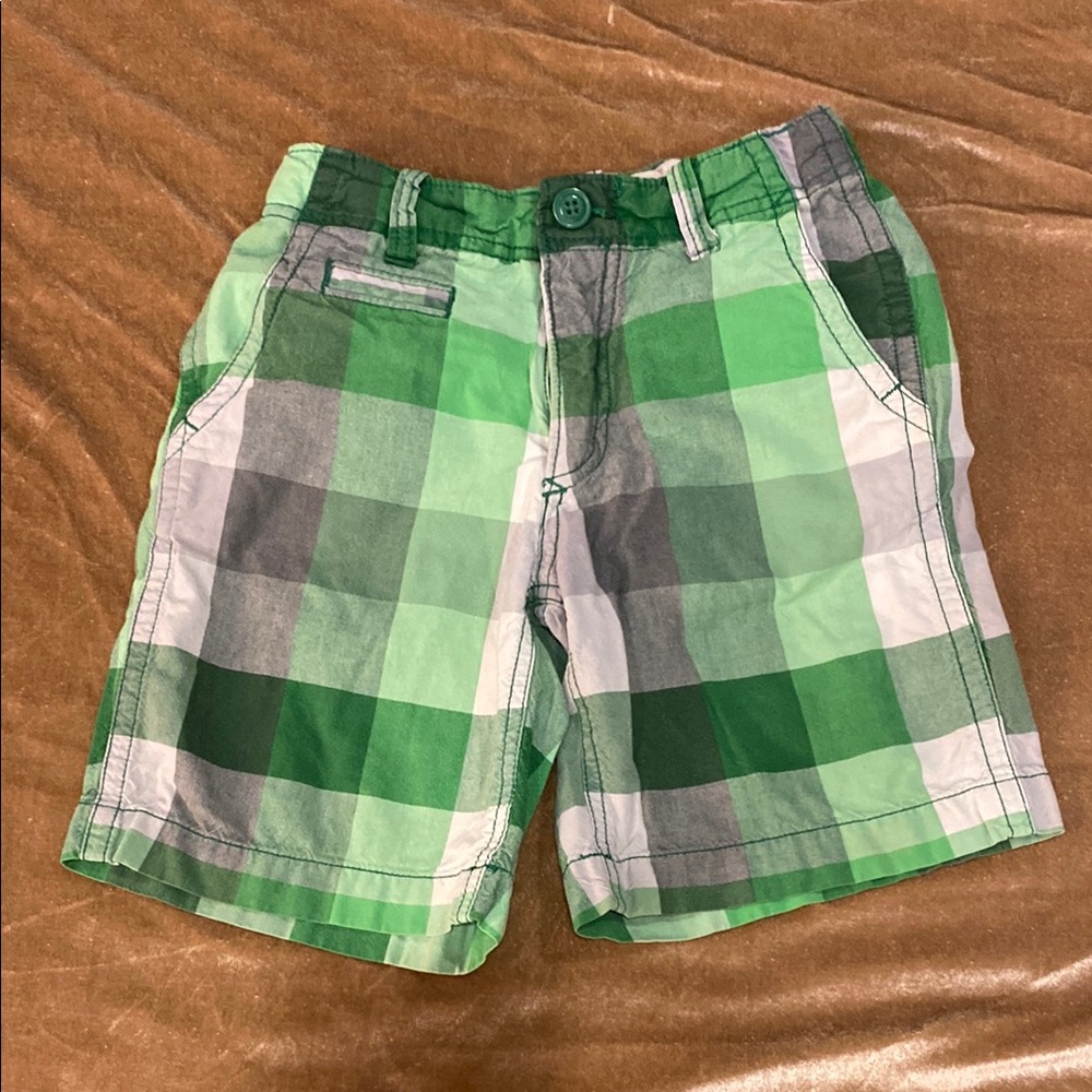 GAP Green and White Casual Plaid Shorts